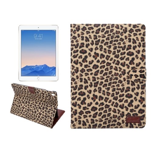 For iPad Pro 9.7" Yellow Leopard Leather Smart Case with Holder, Card Slots & Wallet