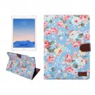 For iPad Pro 9.7" Blue Flowers Cloth Leather Smart Case with Holder, Card Slots & Wallet