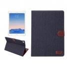 For iPad Pro 9.7" Black Denim Leather Smart Case with Holder, Card Slots & Wallet