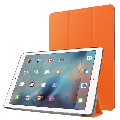 For iPad Pro 9.7" Orange Custer Flip Leather Smart Case with 3 Folding Holder
