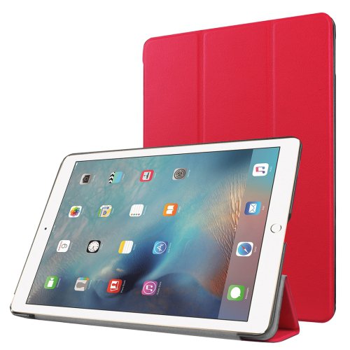 For iPad Pro 9.7" Red Custer Flip Leather Smart Case with 3 Folding Holder