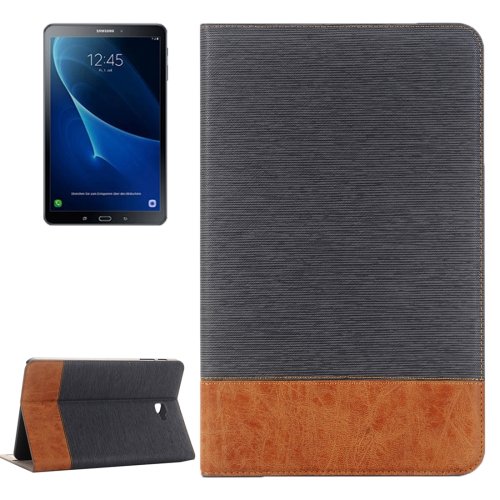 For Tab A 10.1/T580 Cross Texture Grey Leather Case with Holder, Card Slots & Wallet