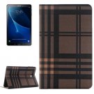 For Tab A 10.1/T580 Lattice Texture Coffee Leather Case with Holder, Card Slots & Wallet
