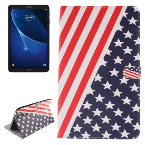 For Tab A 10.1/T580 US Flag Pattern Leather Case with Holder, Card Slots & Wallet
