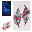 For Tab A 10.1/T580 Feather Pattern Leather Case with Holder, Card Slots & Wallet