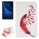 For Tab A 10.1/T580 Feather Pattern Leather Case with Holder, Card Slots & Wallet