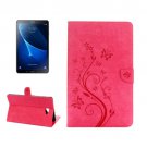 For Tab A 10.1 (2016) Magenta Butterlies Leather Case with Holder, Card Slots & Wallet