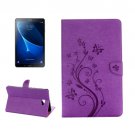 For Tab A 10.1 (2016) Purple Butterlies Leather Case with Holder, Card Slots & Wallet