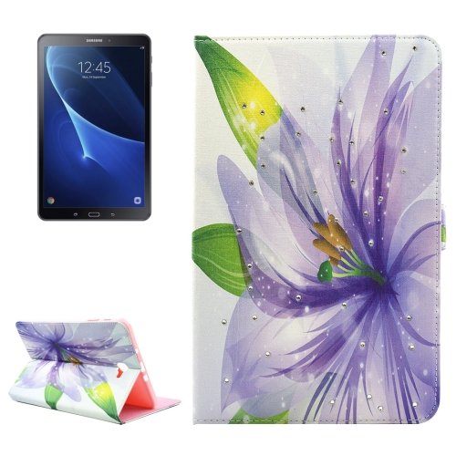 For Tab A 10.1/P580 Flower Pattern Diamond Leather Case with Holder