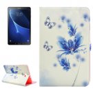 For Tab A 10.1/T580 Blue Flower Pattern Diamond Leather Case with Holder
