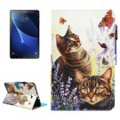 For Tab A 10.1/T580 Cats Smart Cover Leather Case with Holder, Card Slots & Wallet