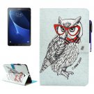 For Tab A 10.1/T580 Owl Smart Cover Leather Case with Holder, Card Slots & Wallet