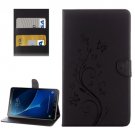 For Tab A 10.1/P580 Black Butterlies Leather Case with Holder, Card Slots & Wallet