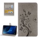 For Tab A 10.1/P580 Grey Butterlies Leather Case with Holder, Card Slots & Wallet