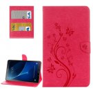 For Tab A 10.1/P580 Magenta Butterlies Leather Case with Holder, Card Slots & Wallet