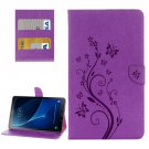 For Tab A 10.1/P580 Purple Butterlies Leather Case with Holder, Card Slots & Wallet