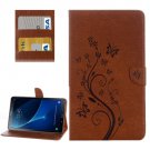 For Tab A 10.1/P580 Brown Butterlies Leather Case with Holder, Card Slots & Wallet