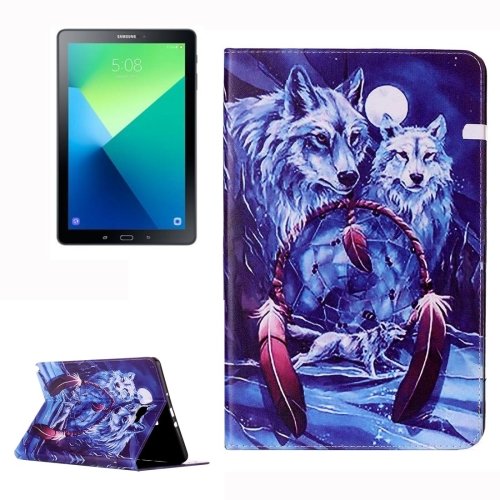 For Tab A 10.1/P580 Wolves Pattern Leather Case with Holder, Card Slots & Wallet