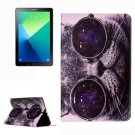 For Tab A 10.1/P580 Glasses Cat Leather Case with Holder, Card Slots & Wallet