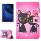 For Tab A 10.1/T580 Cat Couple Pattern Flip Leather Case with Holder & Card/Pen Slots