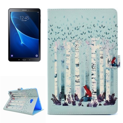 For Tab A 10.1/T580/85 Forest Fox Pattern Flip Leather Case with Holder, Card Slots & Wallet