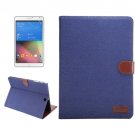 For S2 9.7/T815 Cute Dark Blue Denim Surface Leather Case with Holder, Card Slots & Wallet