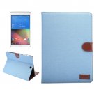 For S2 9.7/T815 Cute Blue Denim Surface Leather Case with Holder, Card Slots & Wallet