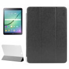 For S2 9.7/T815 Black ENKAY Silk PU Leather + Translucent Frosted Plastic Case with 3-fold Holder