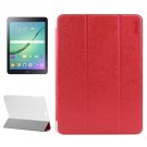 For S2 9.7/T815 Red ENKAY Silk PU Leather + Translucent Frosted Plastic Case with 3-fold Holder