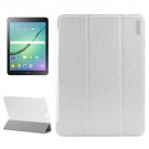 For S2 9.7/T815 White ENKAY Silk PU Leather + Translucent Frosted Plastic Case with 3-fold Holder