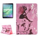 For Tab S2 9.7/T815 Girl and Butterfly Diamond Flip Leather Case with Holder