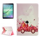 For Tab S2 9.7/T815 Girl in Car Diamond Flip Leather Case with Holder