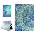 For Tab S2 9.7/T815 Flower PC + PU Leather Case with Holder & Card Slots