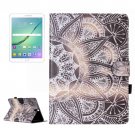 For Tab S2 9.7/T815 Half Flower Flip Leather Case with Holder, Card Slots & Wallet