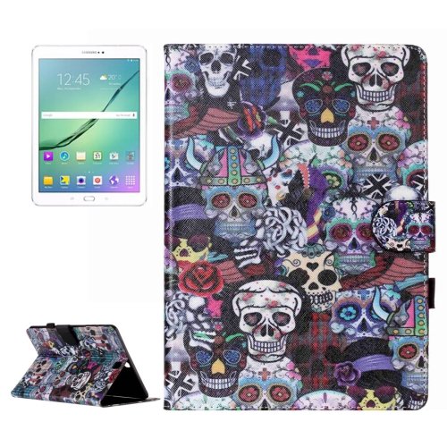 For Tab S2 9.7/T815 Ghost Head Flip Leather Case with Holder, Card Slots & Wallet