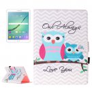 For Tab S2 9.7/T815 Stripes Owls Flip Leather Case with Holder, Card Slots & Wallet