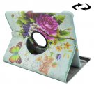 For Tab S2 8.0/T715 Flower Pattern Leather Case with 360° Rotation Holder