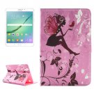 For Tab S2 8.0/T715 Girl and Butterfly Pattern Diamond Flip Leather Case with Holder