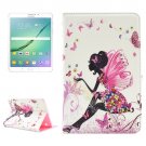 For Tab S2 8.0/T715 Butterfly Fairy Pattern Diamond Flip Leather Case with Holder