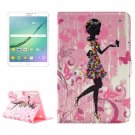 For Tab S2 8.0/T715 Colorful Girl Pattern Diamond Flip Leather Case with Holder