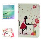 For Tab S2 8.0/T715 Relaxing Girl Pattern Diamond Flip Leather Case with Holder