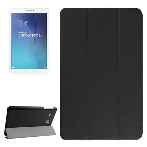For Tab E 9.6 Black Karst Texture Flip Leather Case with 3-folding Holder