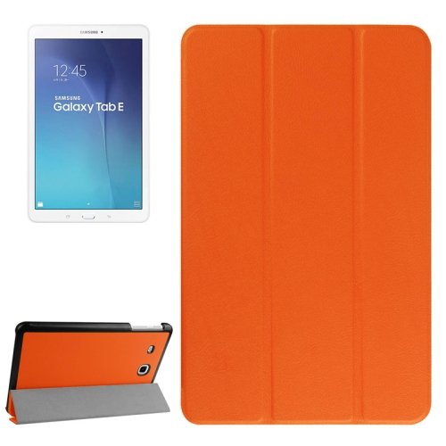 For Tab E 9.6 Orange Karst Texture Flip Leather Case with 3-folding Holder