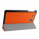 For Tab E 9.6 Orange 3-floding Custer Texture Leather Case with Holder