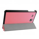 For Tab E 9.6 Pink 3-floding Custer Texture Leather Case with Holder