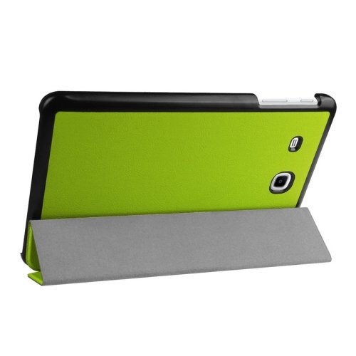 For Tab E 9.6 Green 3-floding Custer Texture Leather Case with Holder