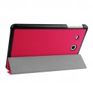 For Tab E 9.6 Magenta 3-floding Custer Texture Leather Case with Holder