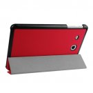 For Tab E 9.6 Red 3-floding Custer Texture Leather Case with Holder