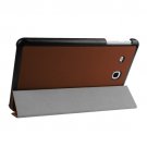 For Tab E 9.6 Brown 3-floding Custer Texture Leather Case with Holder