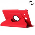 For Tab E 9.6 Red Cloth Texture Leather Case with Rotating Holder & Card Slots